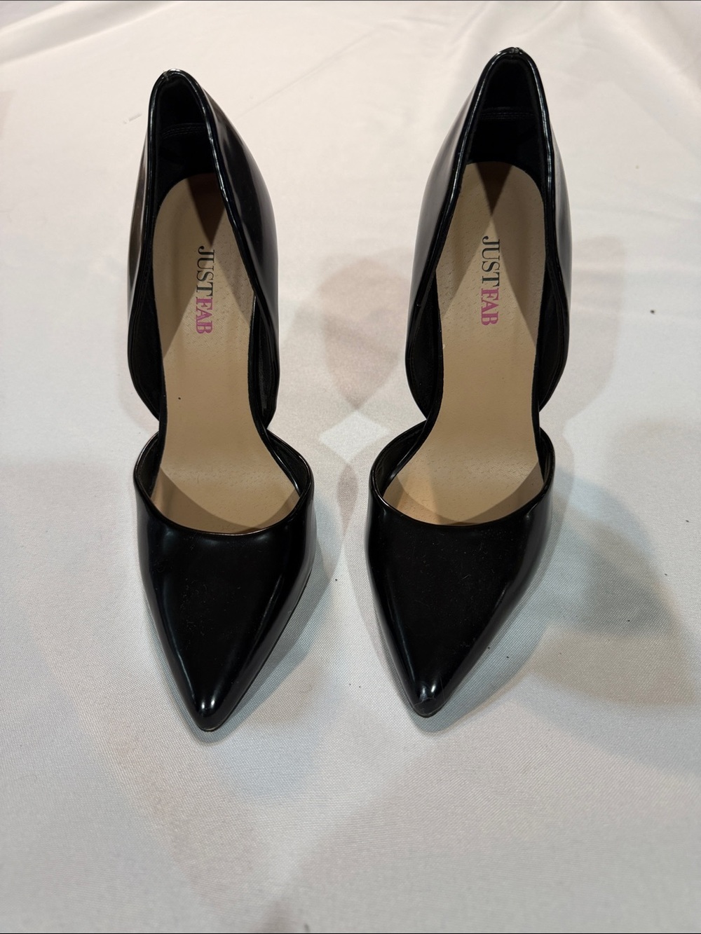 JustFab Black Patent Pointed D'Orsay Pumps